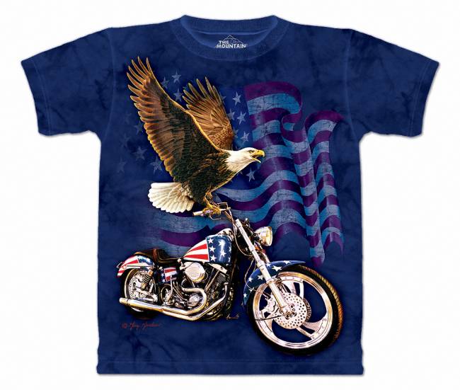3D футболка с орланом на мотоцикле. США!
