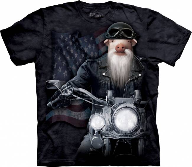 3D футболка Кабан на мотоцикле. Производство США!